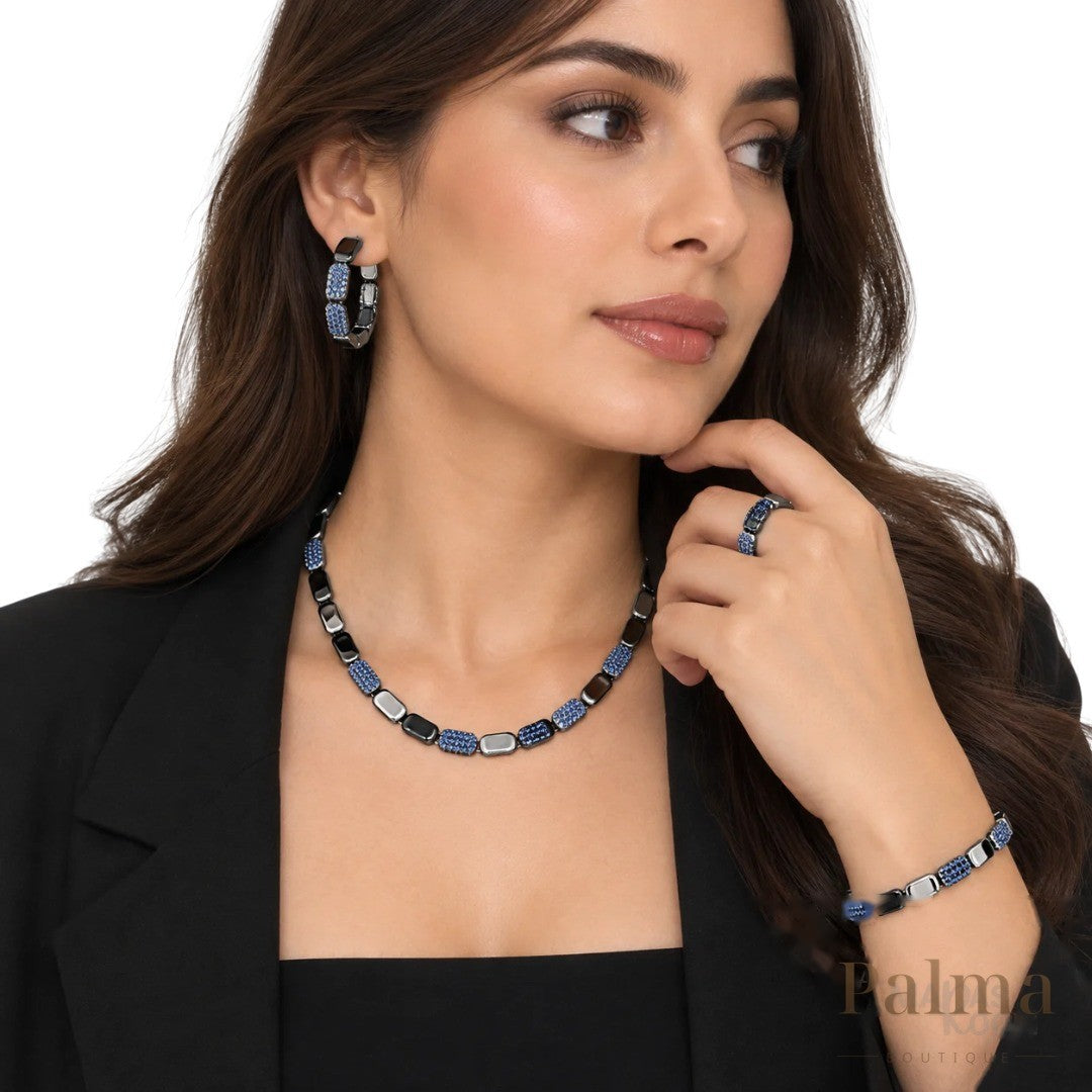 APM Jewelry | Monaco Toned Set Blue Silver