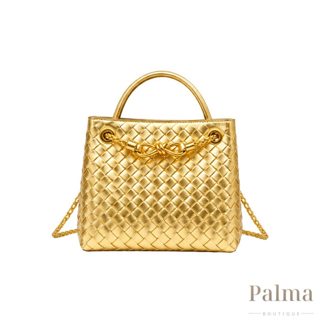 Bottega Veneta Bag | Small Andiamo Bag in Metallic Gold
