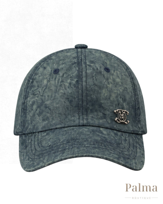 Chanel Cap | CC Acid Washed Baseball Denim
