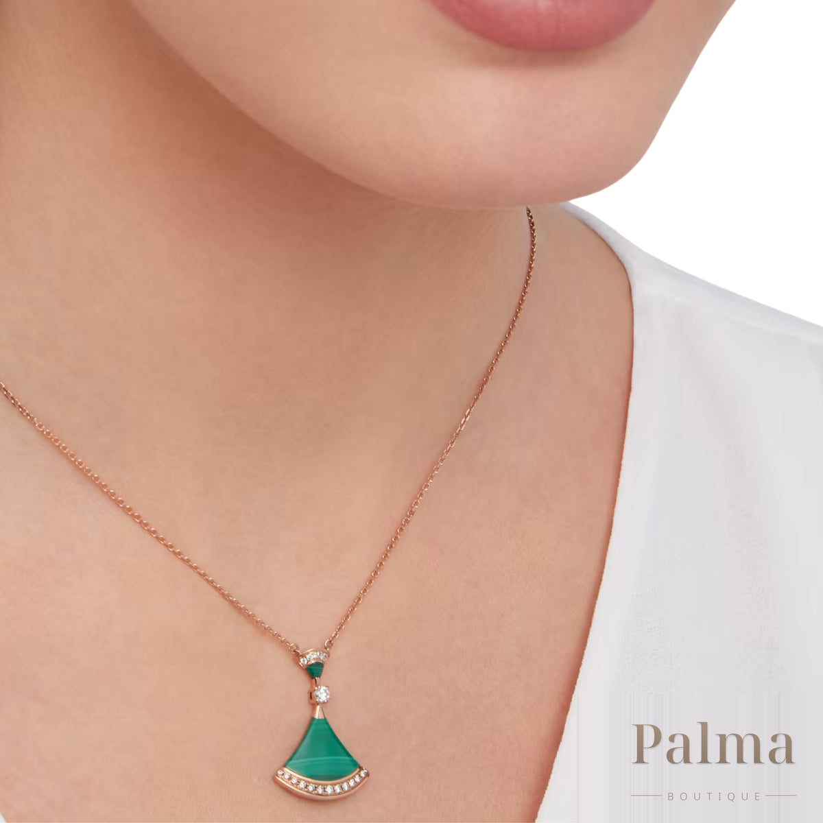 Bvlgari Jewelry | 18K Rose Gold Pendant Set Diamond Necklace