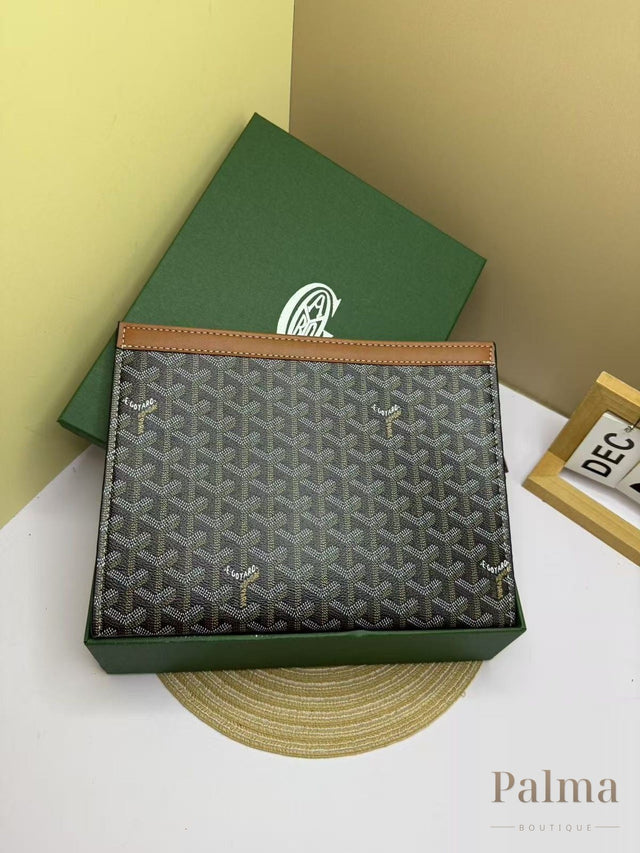 Goyard Bag | Pouch Conti Black Tan Brown Strip