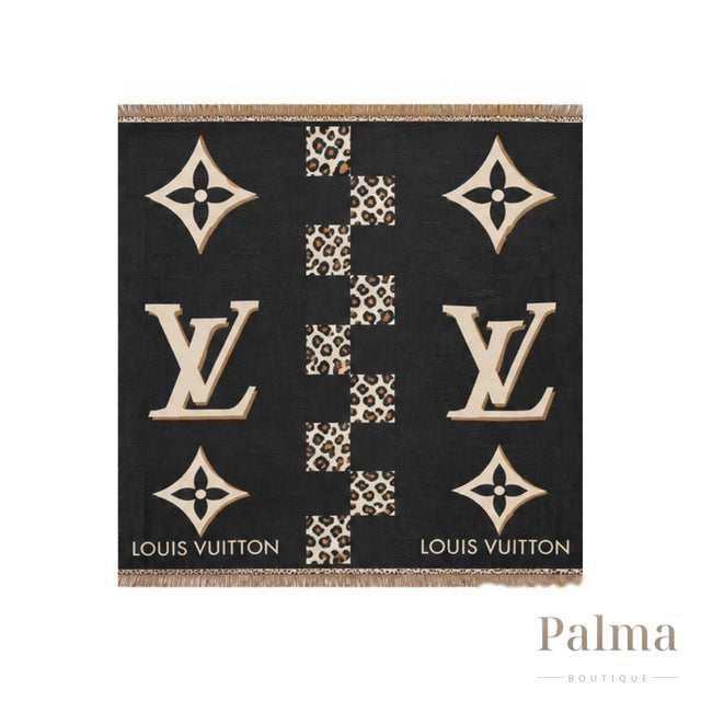 Louis Vuitton Scarf | Monogram Black Leopard Accent