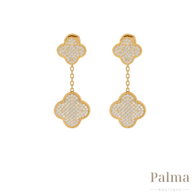 Van Cleef Jewelry | Dangle Earrings Gold Full Crystals
