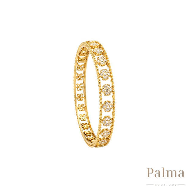Van Cleef Jewelry | Clover Diamond Gold Bangle Bracelet