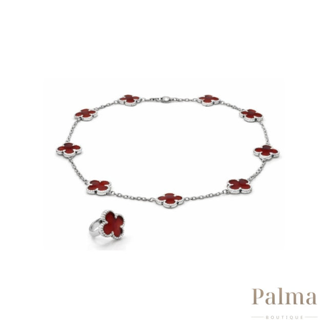 Van Cleef Jewelry | Alhambra Red Clover Jewelry Set